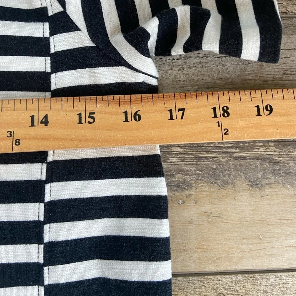J. Crew Stripe‎ Knit Shift Midi Dress Size S Black & White Office Career Classic